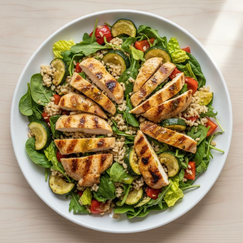 Grilled Chicken and Vegetable Salad with Brown Rice