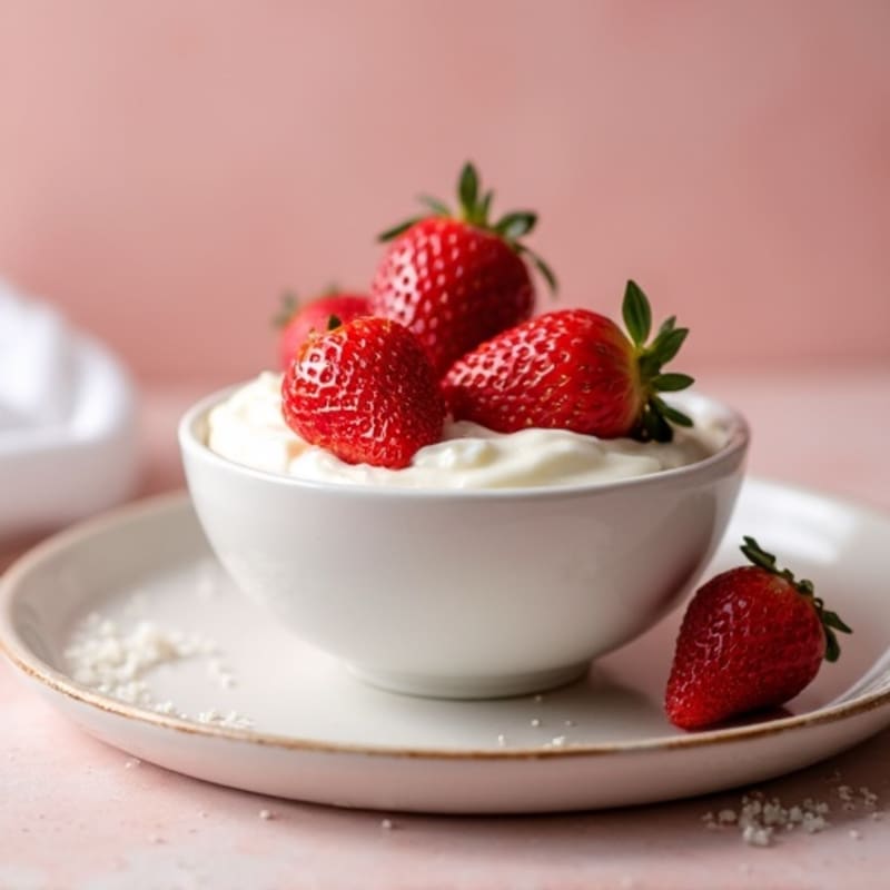 Silky Vanilla Greek Yogurt with Fresh Strawberries