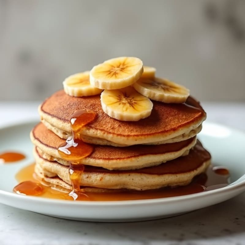 Fluffy Whole Wheat Banana Pancakes with Warm Caramelized Bananas