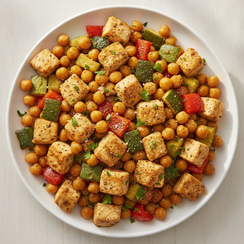 Savory Herb-Roasted Chickpea and Chicken Medley