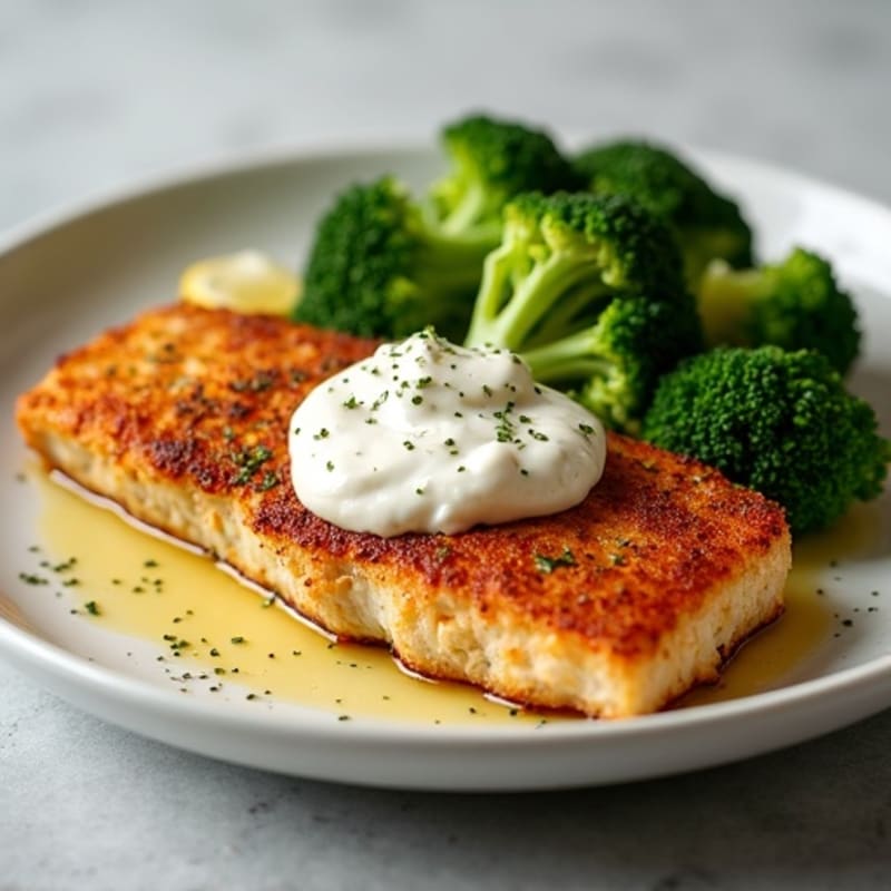 Crispy Blackened Catfish with Lemon-Garlic Sauce