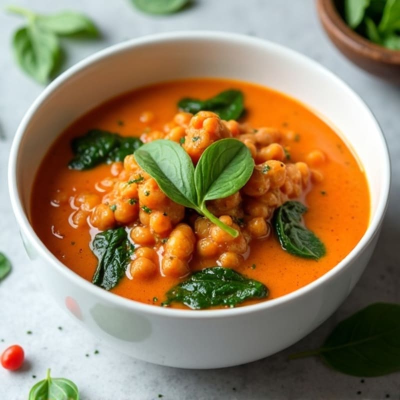 Creamy Coconut Red Lentil Curry with Spinach