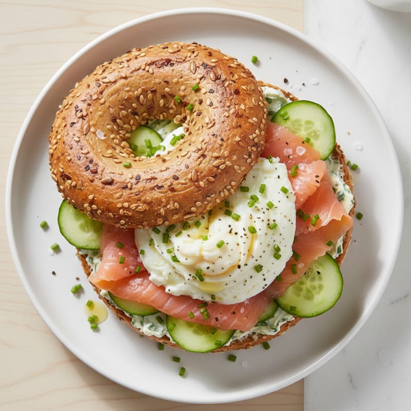 High-Protein Smoked Salmon and Chive Bagel