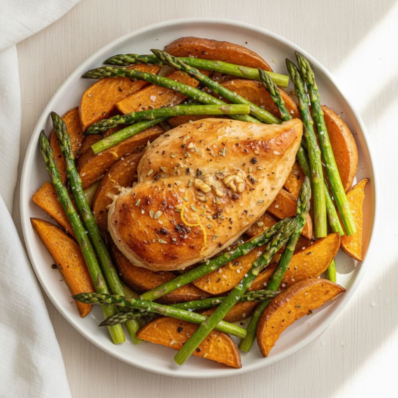Lemon Herb Roasted Chicken with Asparagus