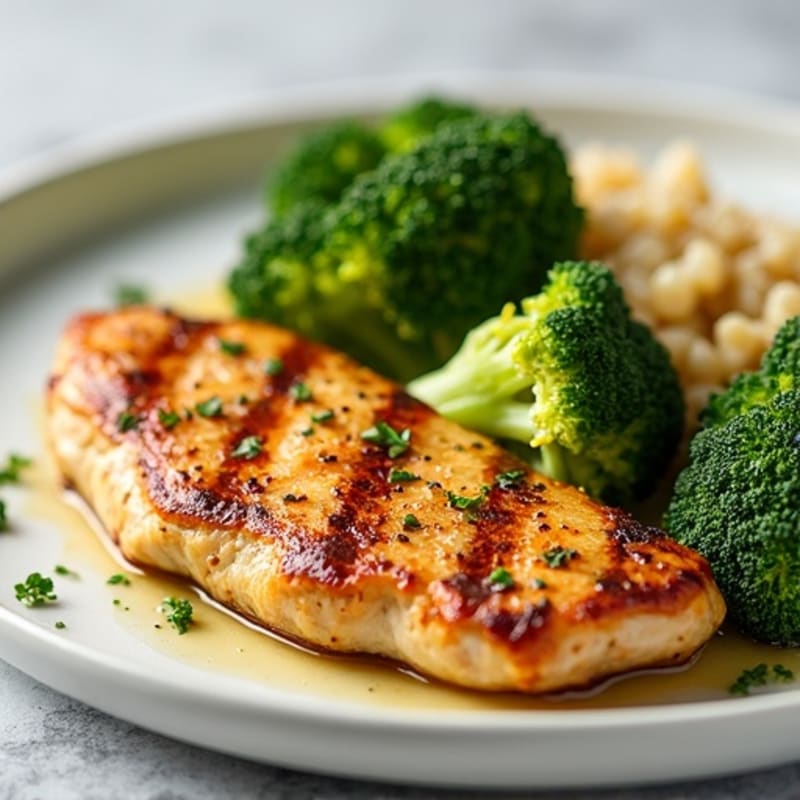 Grilled Chicken Breast with Roasted Broccoli and Quinoa