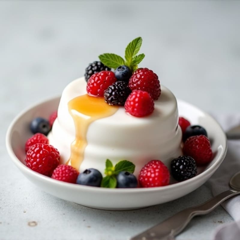 Silky Greek Yogurt with Protein Powder and Fresh Berries