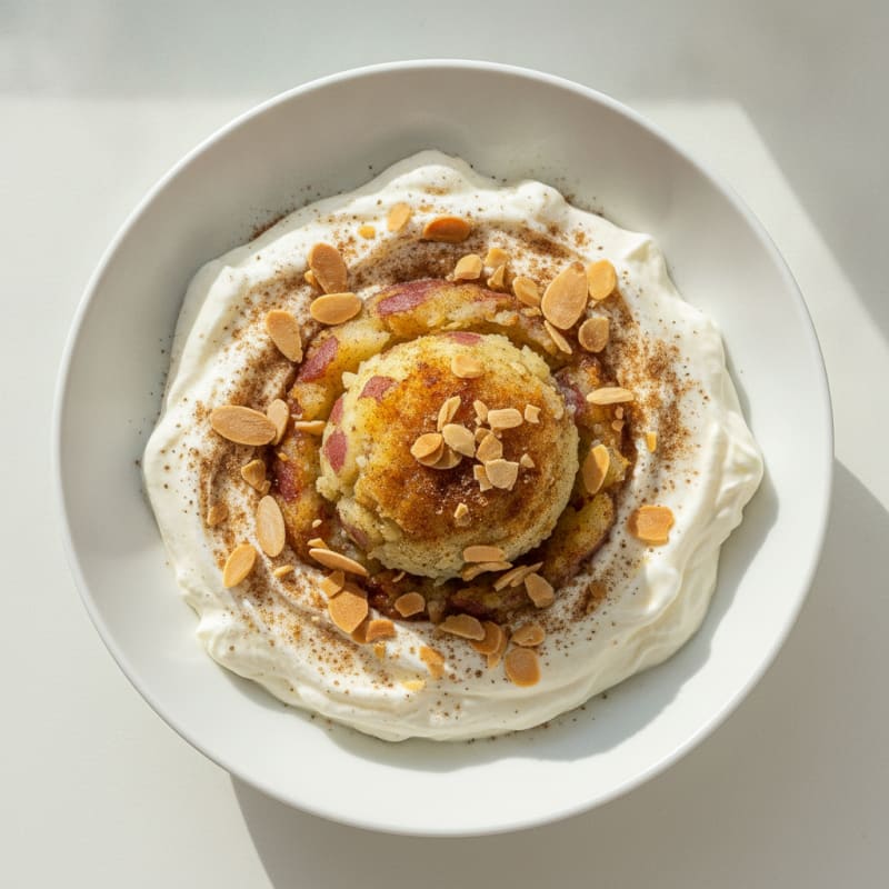 High-Protein Vanilla Yogurt Bowl with Red Potato Protein Mash