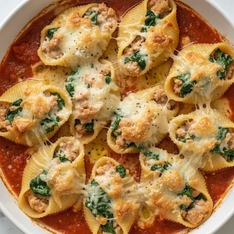 Baked Spinach Ricotta Stuffed Shells