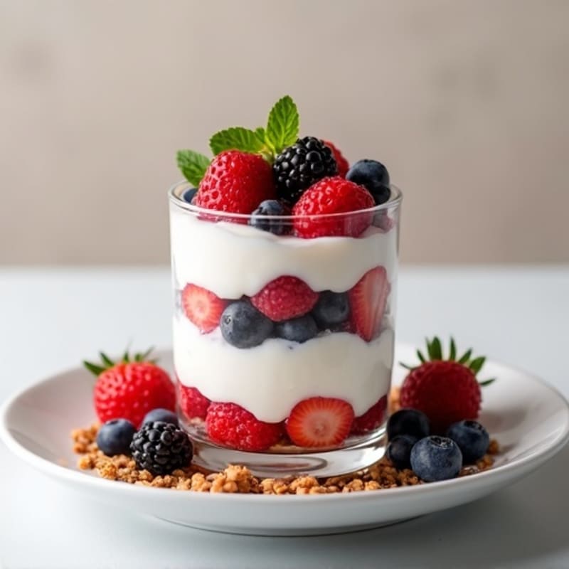 Greek Yogurt Protein Parfait with Mixed Berries