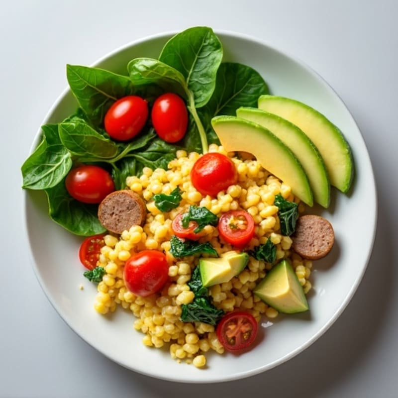 Egg White and Turkey Sausage Scramble with Spinach