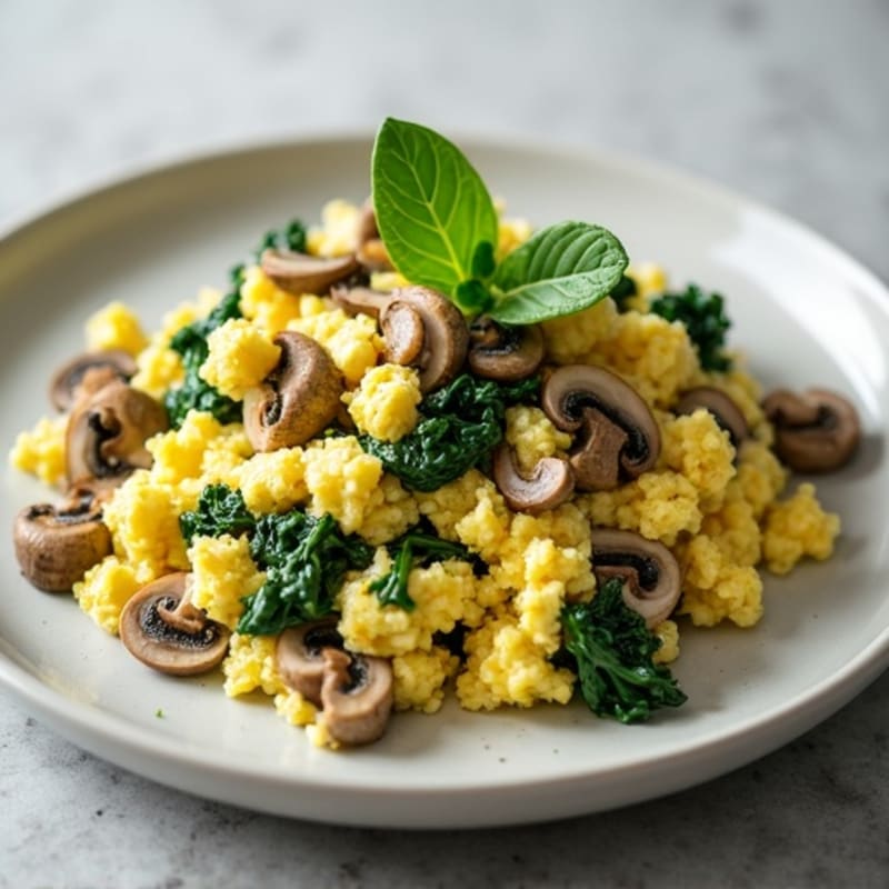 Creamy Spinach and Mushroom Egg Scramble