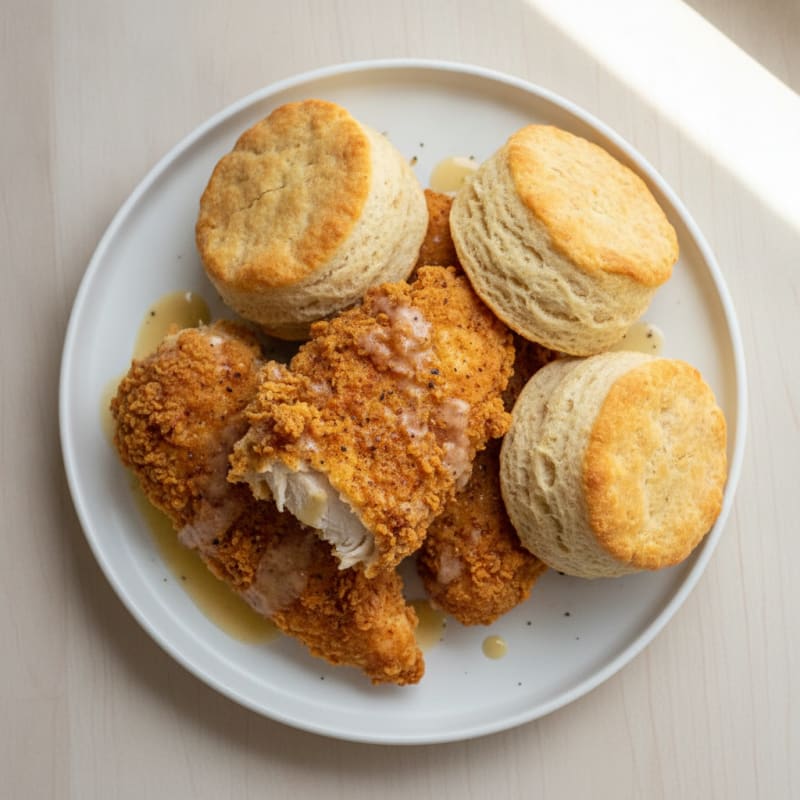 Buttermilk Fried Chicken with Fluffy Biscuits