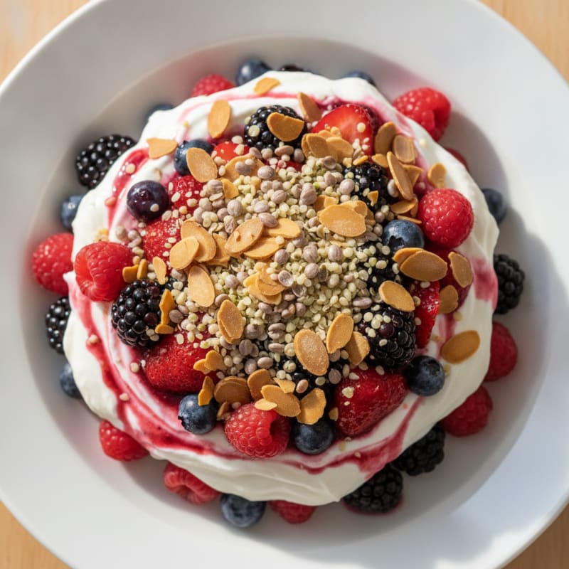 Greek Yogurt Protein Parfait with Mixed Berries
