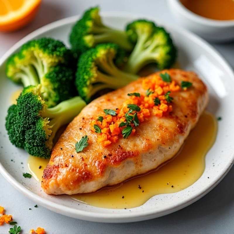 Crispy Orange Glazed Chicken with Roasted Broccoli
