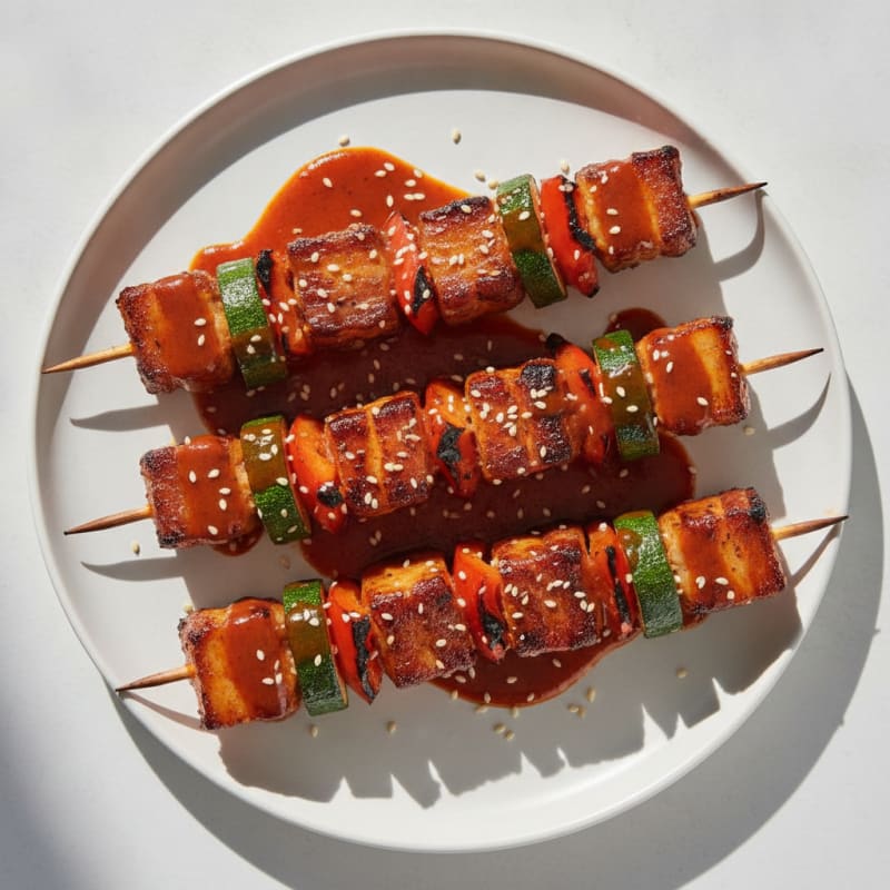 Spicy Gochujang Pork Belly Skewers