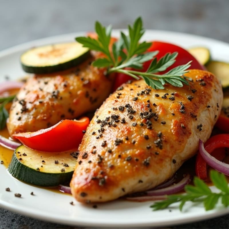 Herb-Crusted Pan Seared Chicken with Roasted Vegetables