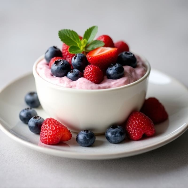 Silky Greek Yogurt Protein Pudding with Fresh Berries