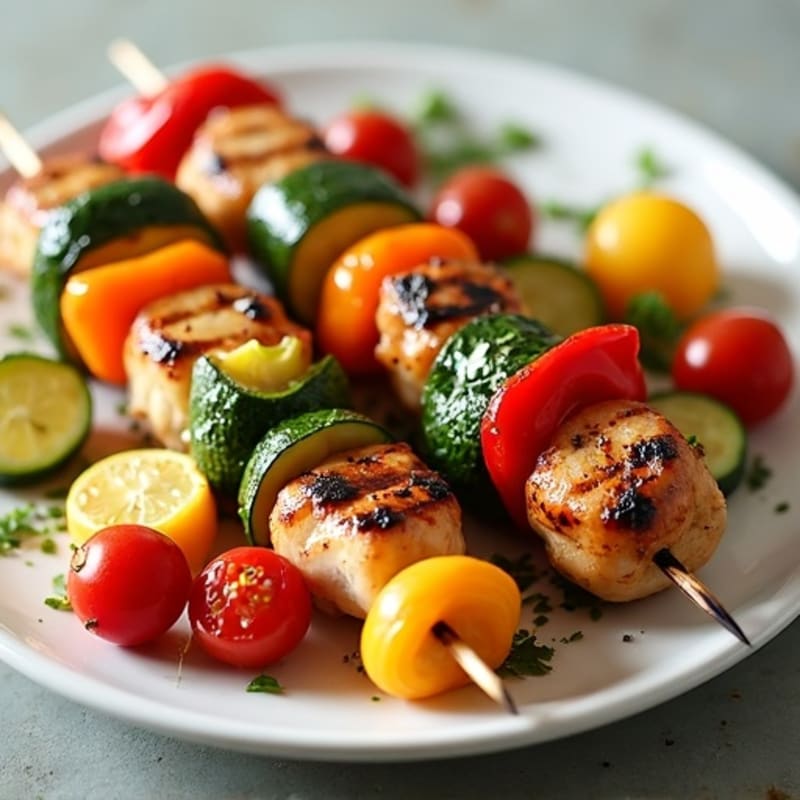Grilled Lemon Herb Chicken Skewers with Fresh Vegetables