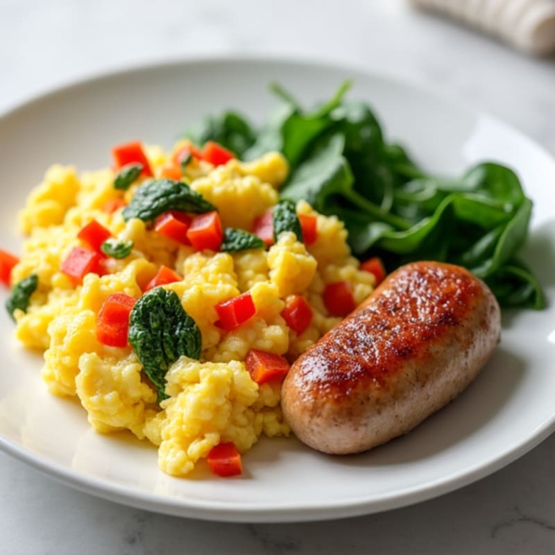 Egg White Veggie Scramble with Turkey Sausage