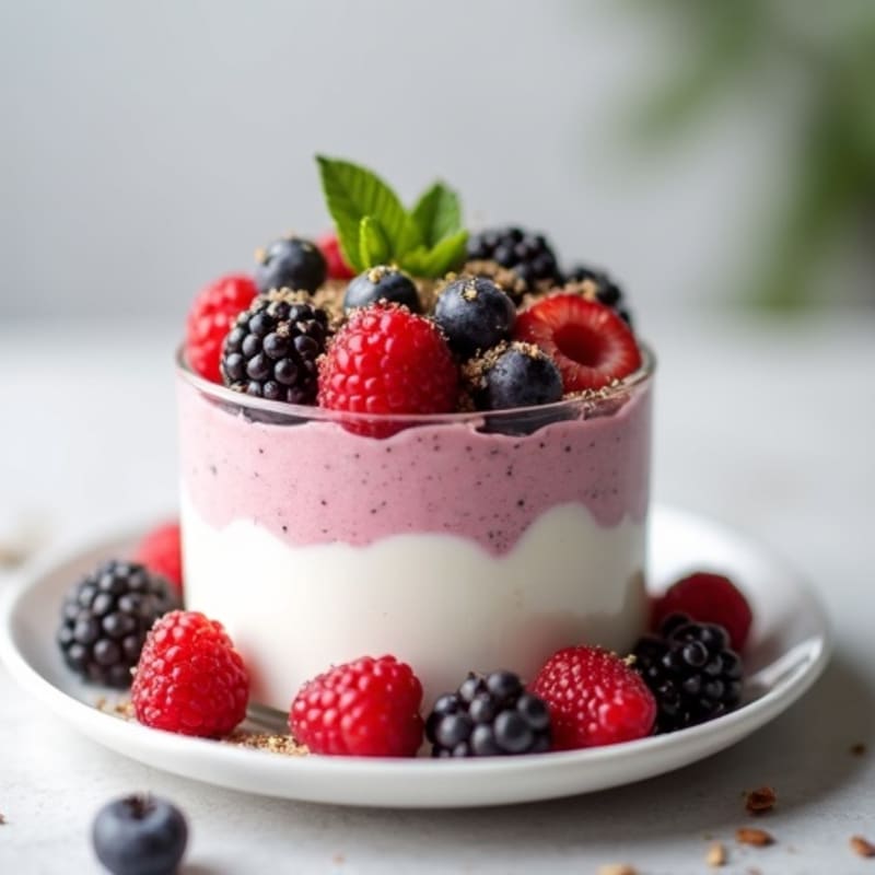 Greek Yogurt Protein Mousse with Mixed Berries