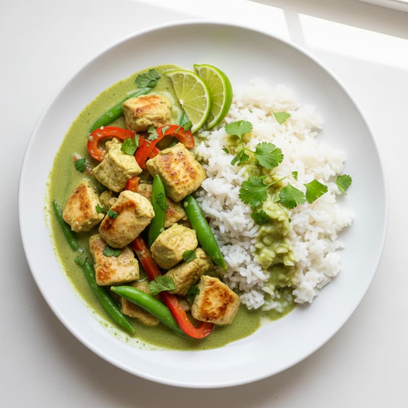 Green Curry Chicken with Coconut Rice