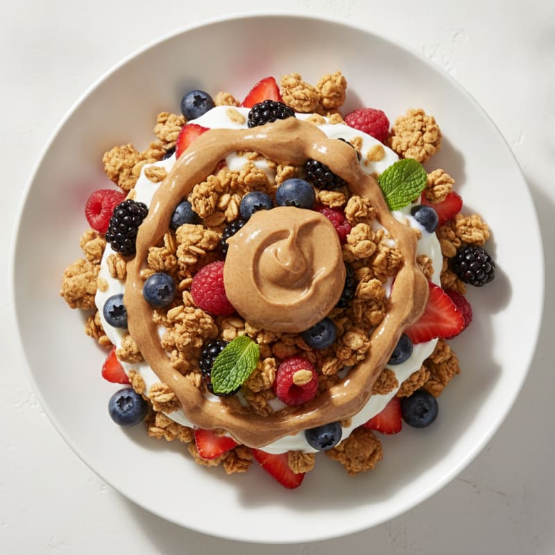 Greek Yogurt Parfait with Mixed Berries and Almond Butter
