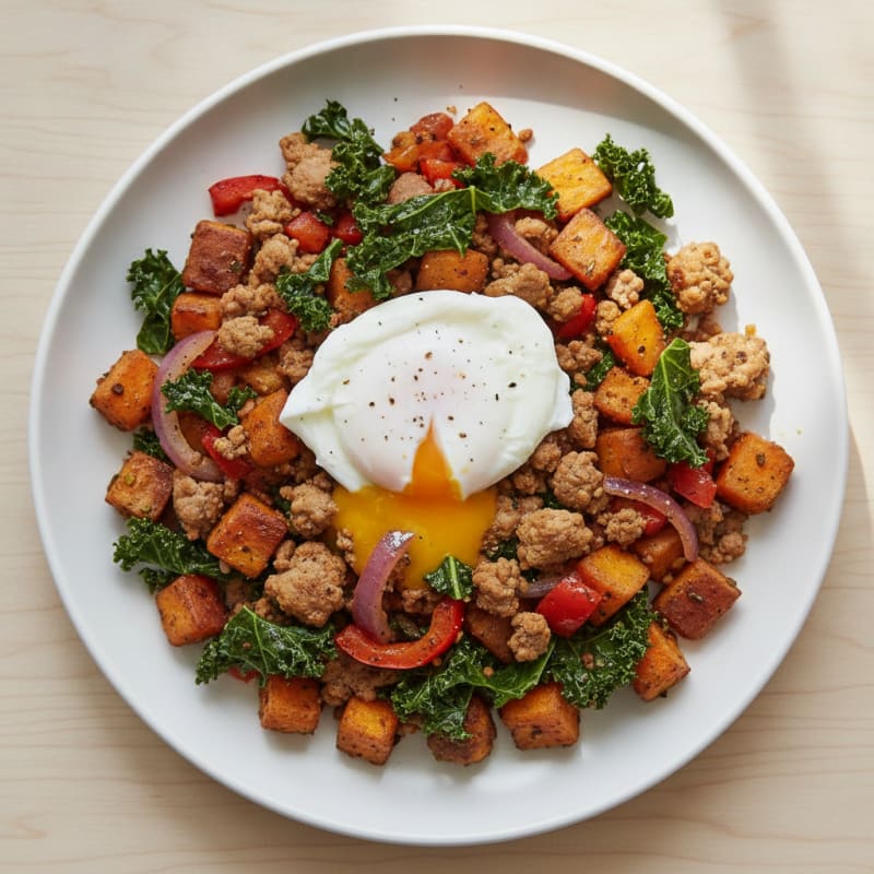 Hearty Breakfast Hash with Poached Egg