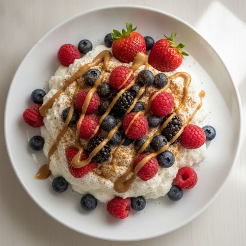 Greek Yogurt Protein Mousse with Mixed Berries