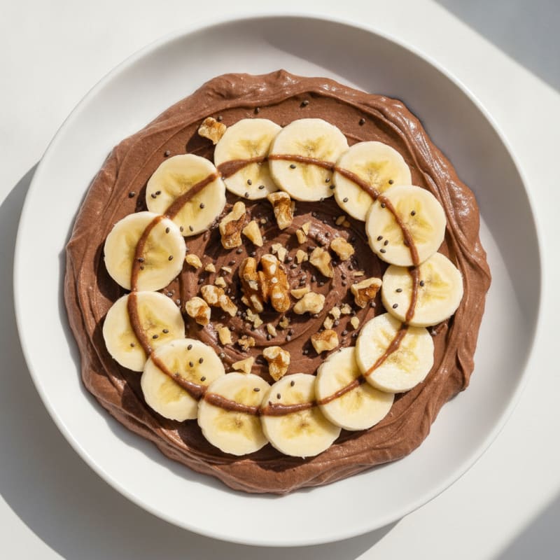 Chocolate Protein Pudding with Sliced Bananas