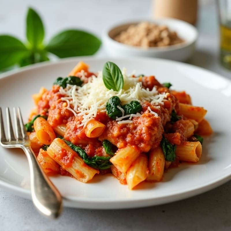 Healthy Baked Ziti with Lean Ground Turkey and Spinach