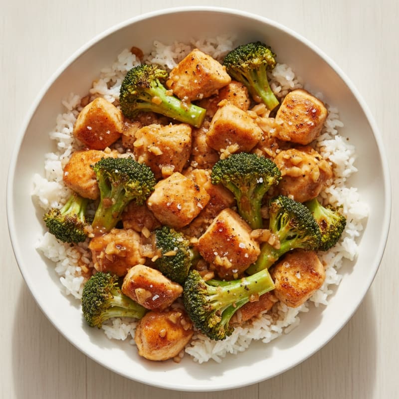 Garlic Chicken and Broccoli Rice Bowl