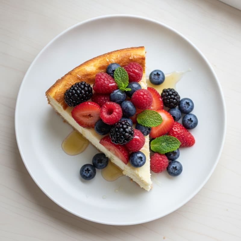 Greek Yogurt Protein Cheesecake with Mixed Berries