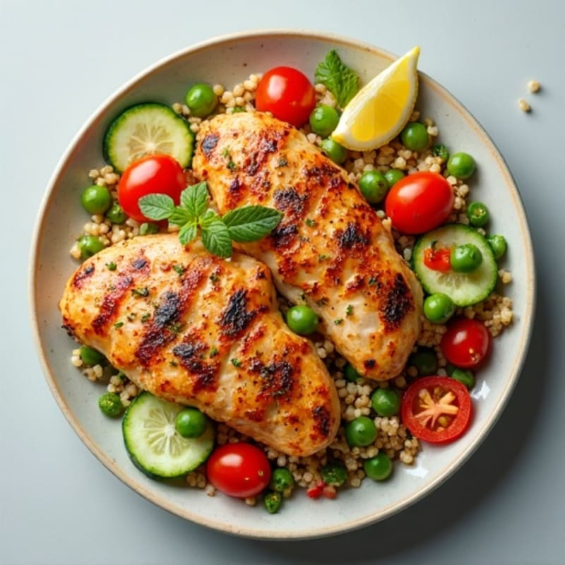Grilled Chicken Breast with Quinoa Vegetable Salad
