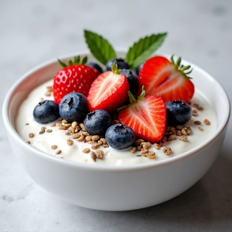Creamy Greek Yogurt with Fresh Berries and Crunchy Seeds