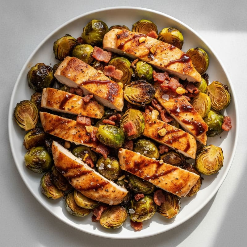 Balsamic-Glazed Brussels Sprouts with Pancetta and Chicken