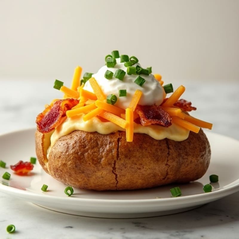 Loaded Baked Potato with Crispy Bacon and Creamy Cheese