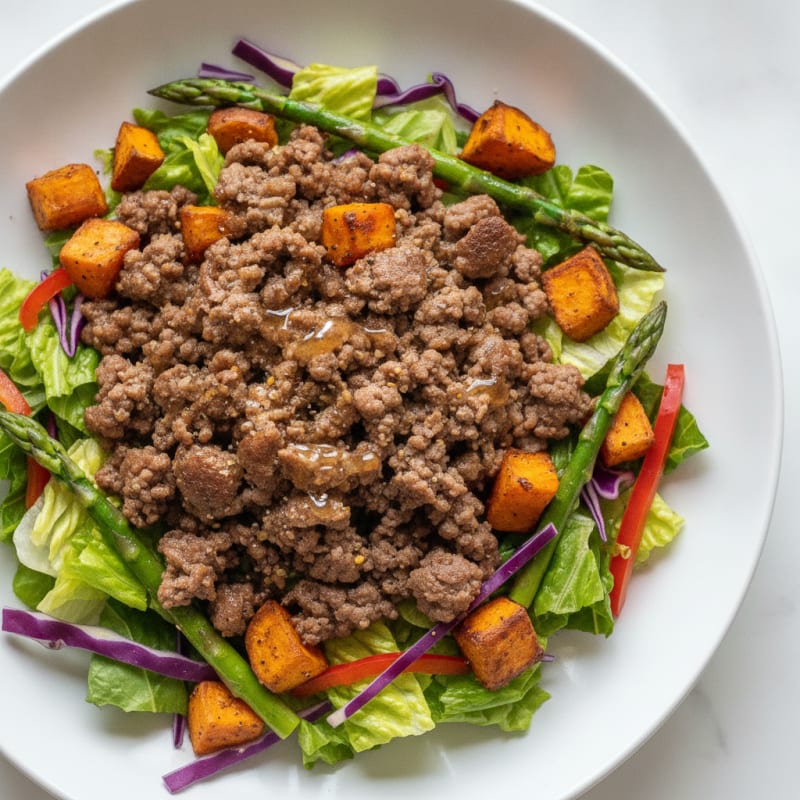 Ground Beef and Roasted Sweet Potato Salad
