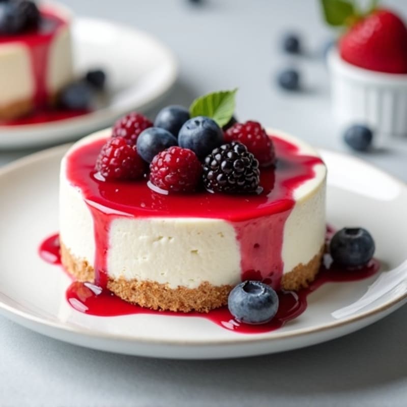 Protein-Packed Greek Yogurt Cheesecake with Berry Compote