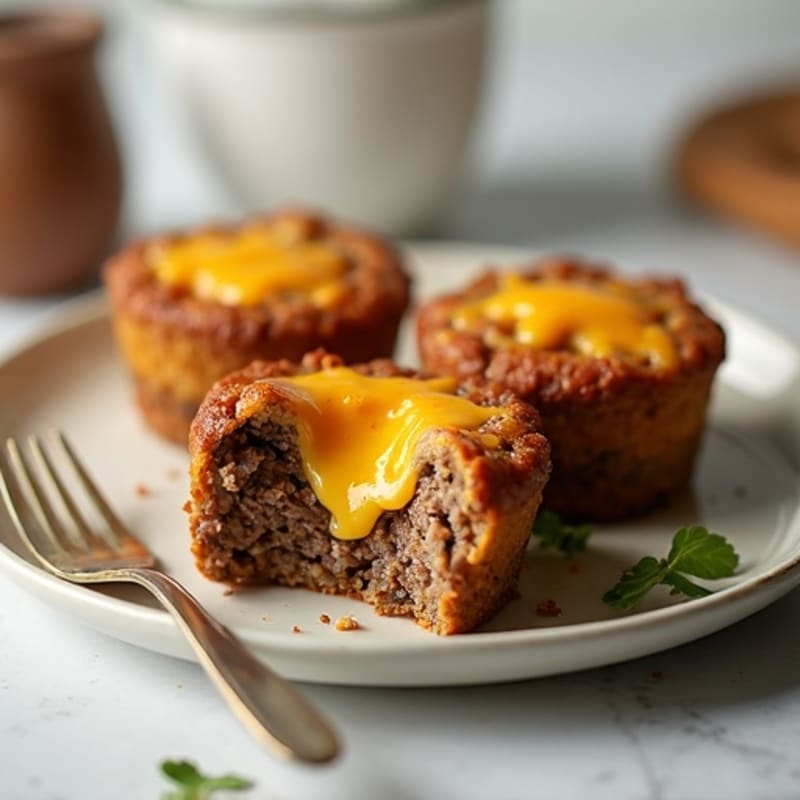 Beef & Mushroom Meatloaf Muffins with Molten Cheddar Core