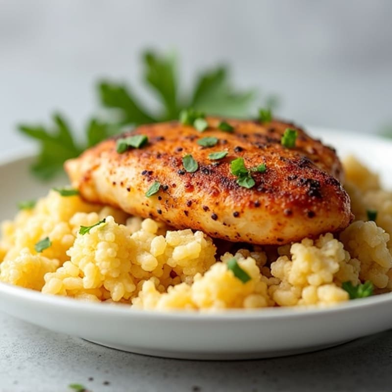 Creamy Yogurt-Spiced Chicken with Cauliflower Rice