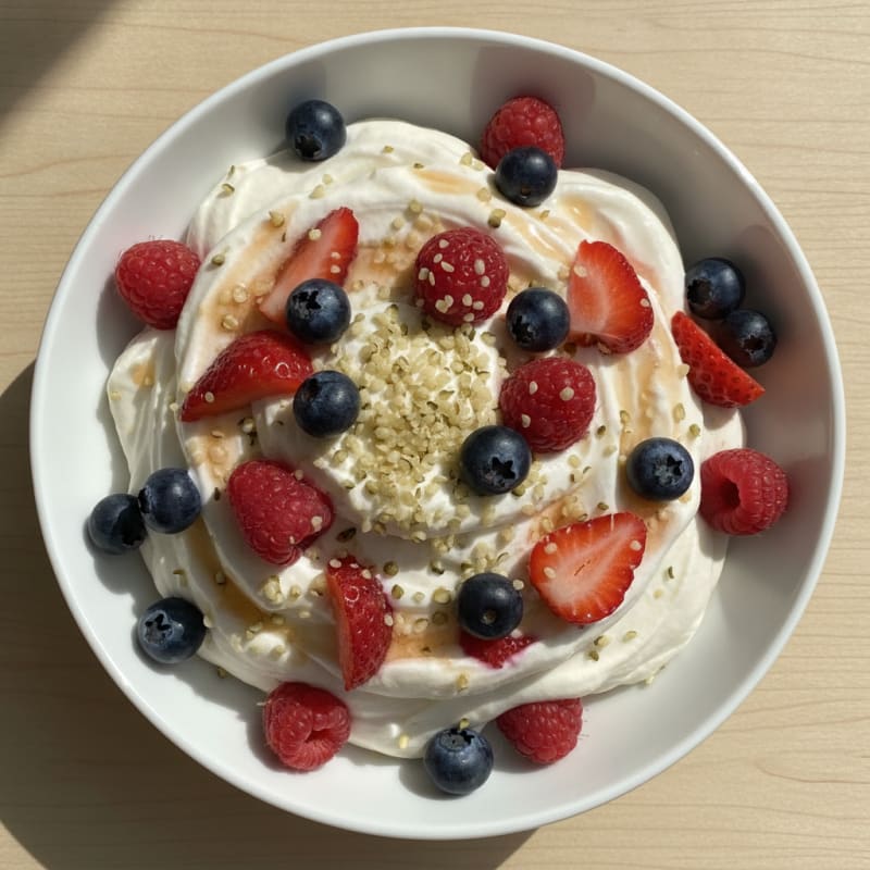 Greek Yogurt Protein Mousse with Mixed Berries