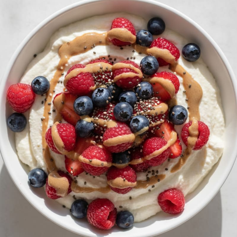 Silky Greek Yogurt Protein Mousse with Mixed Berries