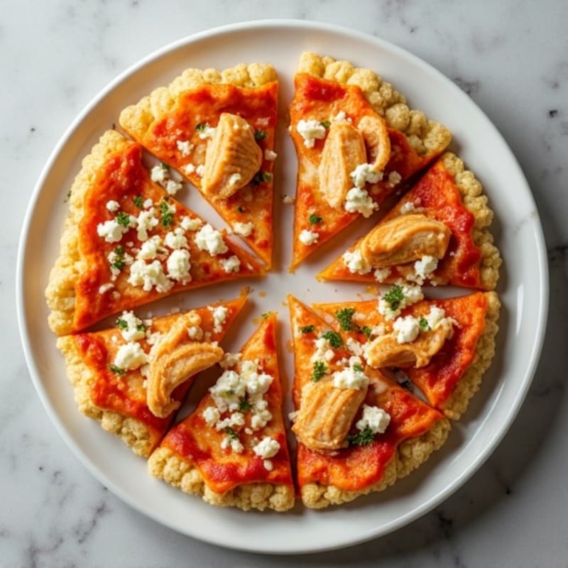 Crispy Cauliflower Crust Buffalo Chicken Pizza