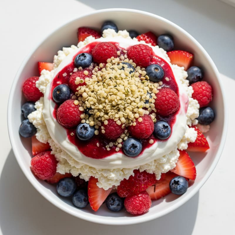 Greek Yogurt and Cottage Cheese Berry Parfait