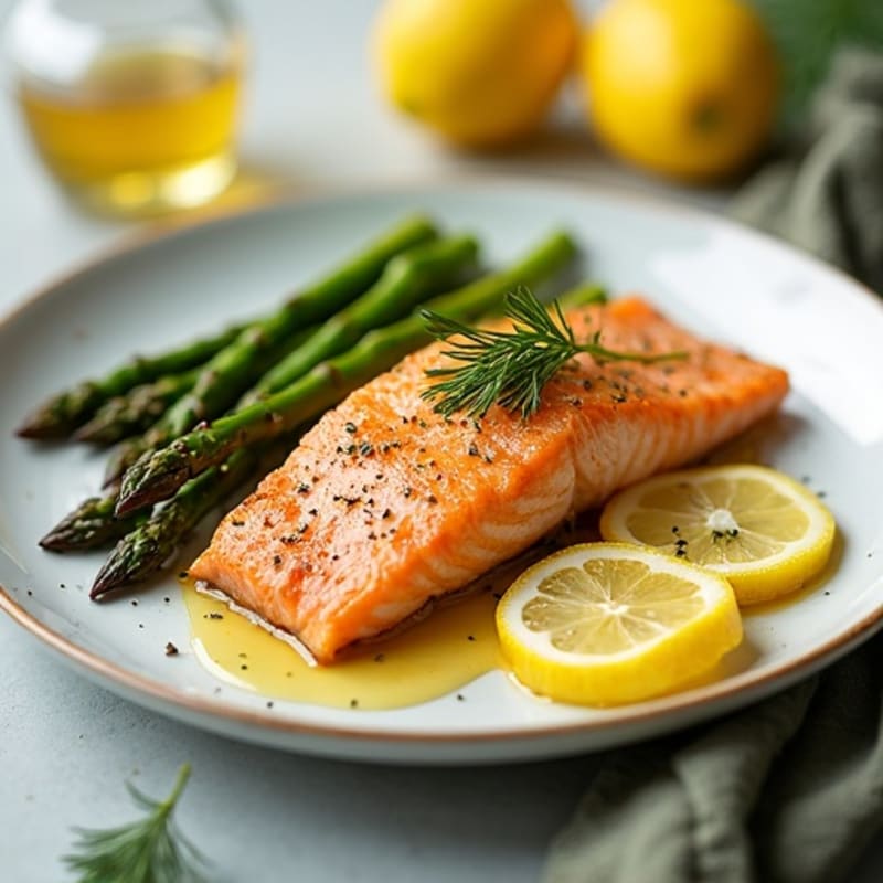 Crispy Lemon-Dill Salmon with Roasted Asparagus