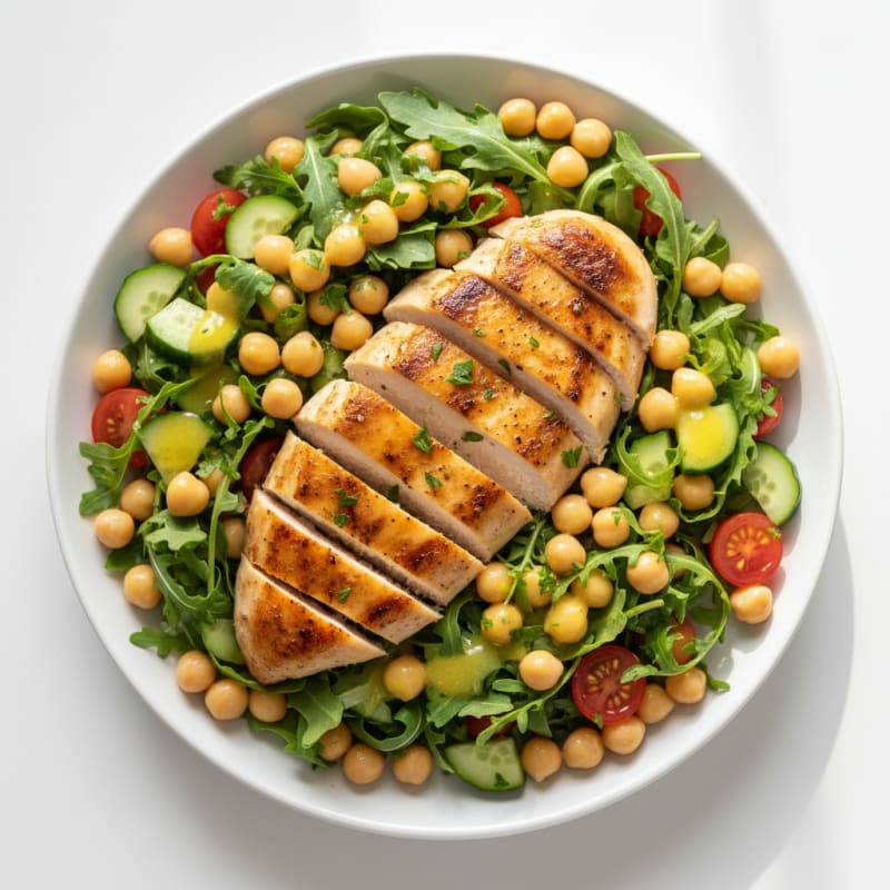 Grilled Chicken Breast with Crunchy Chickpea Salad