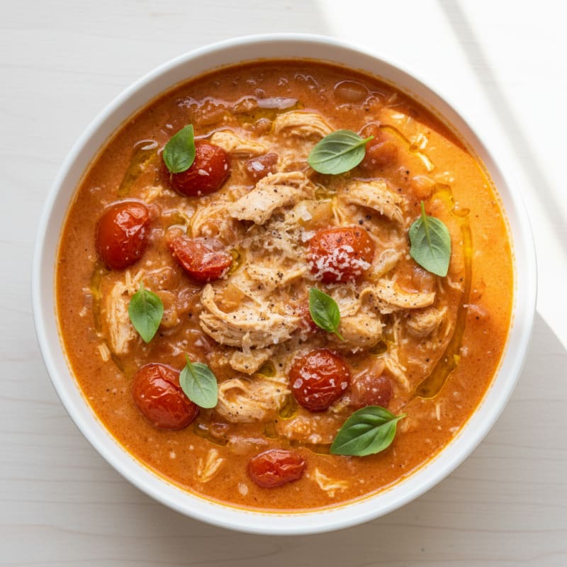 Roasted Tomato Basil Soup with Parmesan