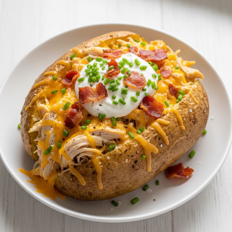 Loaded Russet Potato with Cheddar and Bacon