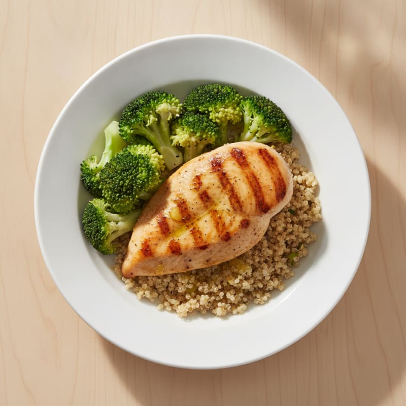 Grilled Chicken Breast with Quinoa and Broccoli