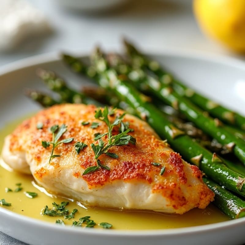 Crispy Lemon Herb Chicken with Roasted Asparagus